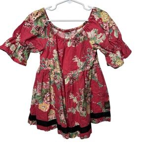 Matilda Jane Girls Sparkletown Holly Fiona Pink Floral Peasant Girls 6 Top